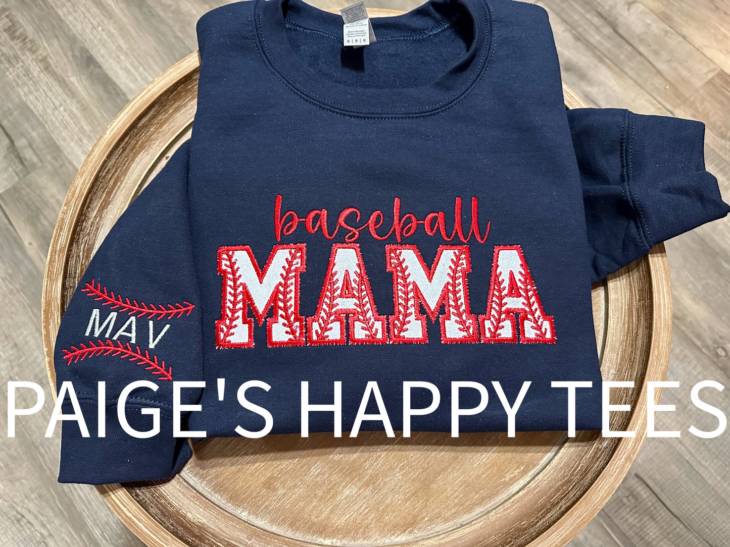 Baseball Mama Glitter with name on the sleeve