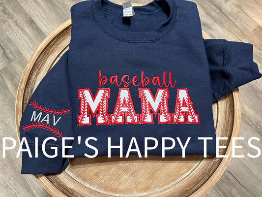 Baseball Mama Glitter with name on the sleeve