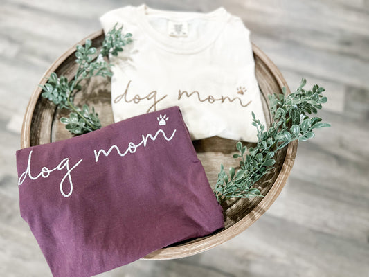 Dog Mom Embroidery Ts