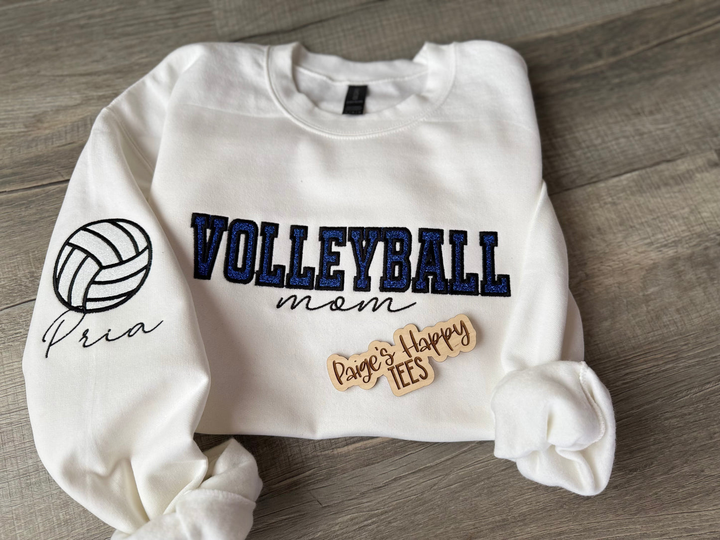 Volleyball Mom Glitter Embroidery Crewneck