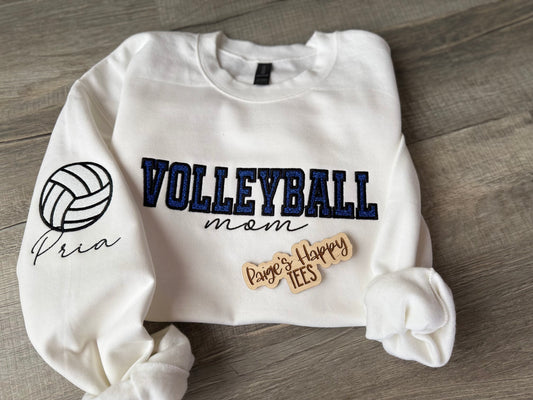Volleyball Mom Glitter Embroidery Crewneck
