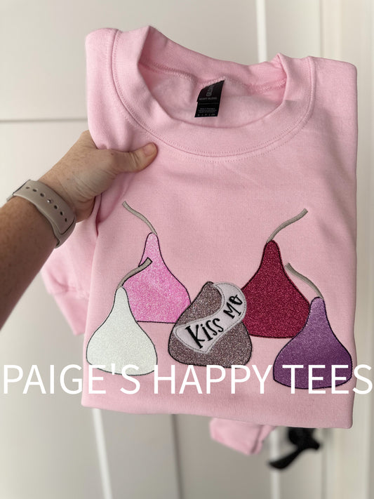 Kisses in Glitter embroidered sweatshirt