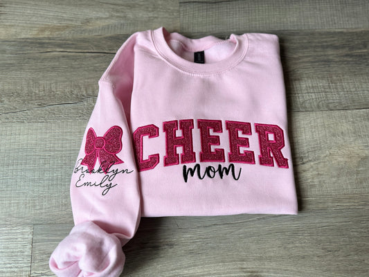 Cheer Mom Glitter Embroidery Crewneck