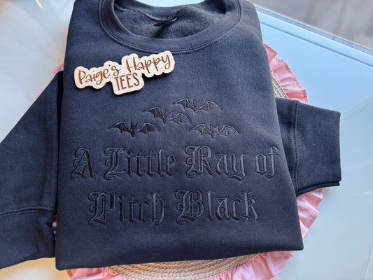 Little Ray of Pitch Black Embroidered Crewneck