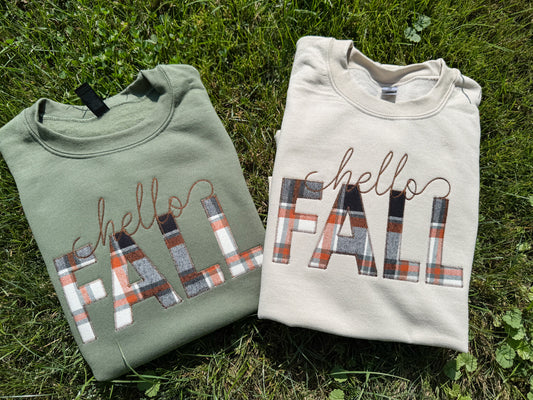 Hello Fall Embroidery Crewneck