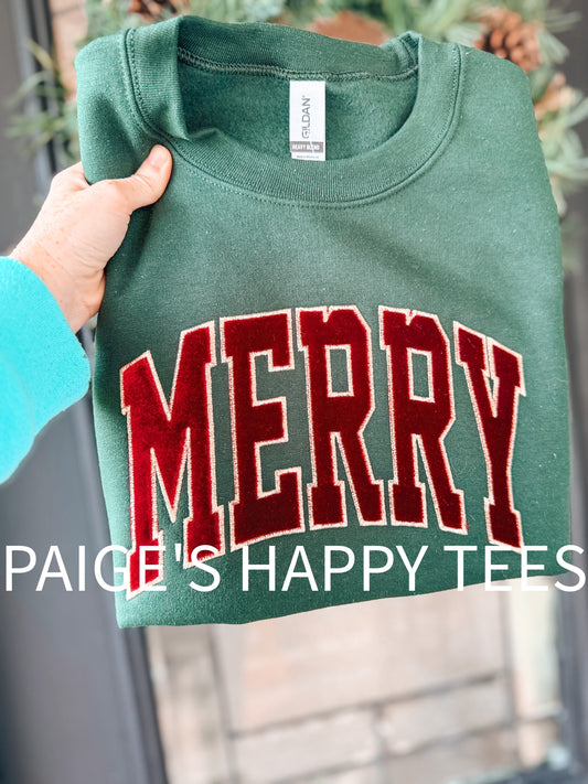 Merry Gold Velvet Embroidered Sweatshirt