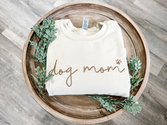 Dog Mom Embroidered Crewneck