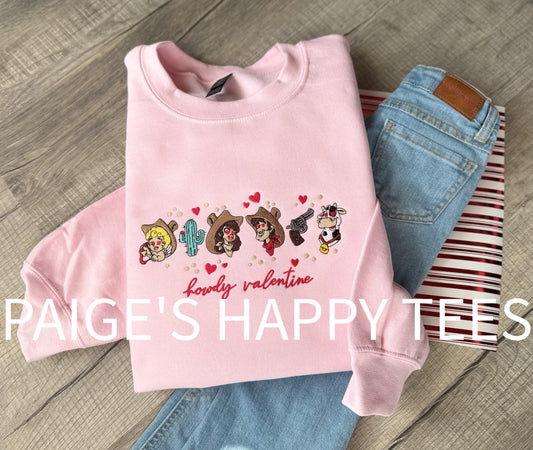 Howdy Valentine Embroidered Sweatshirt