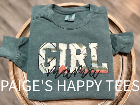 Girl Mama western Embroidery Crew
