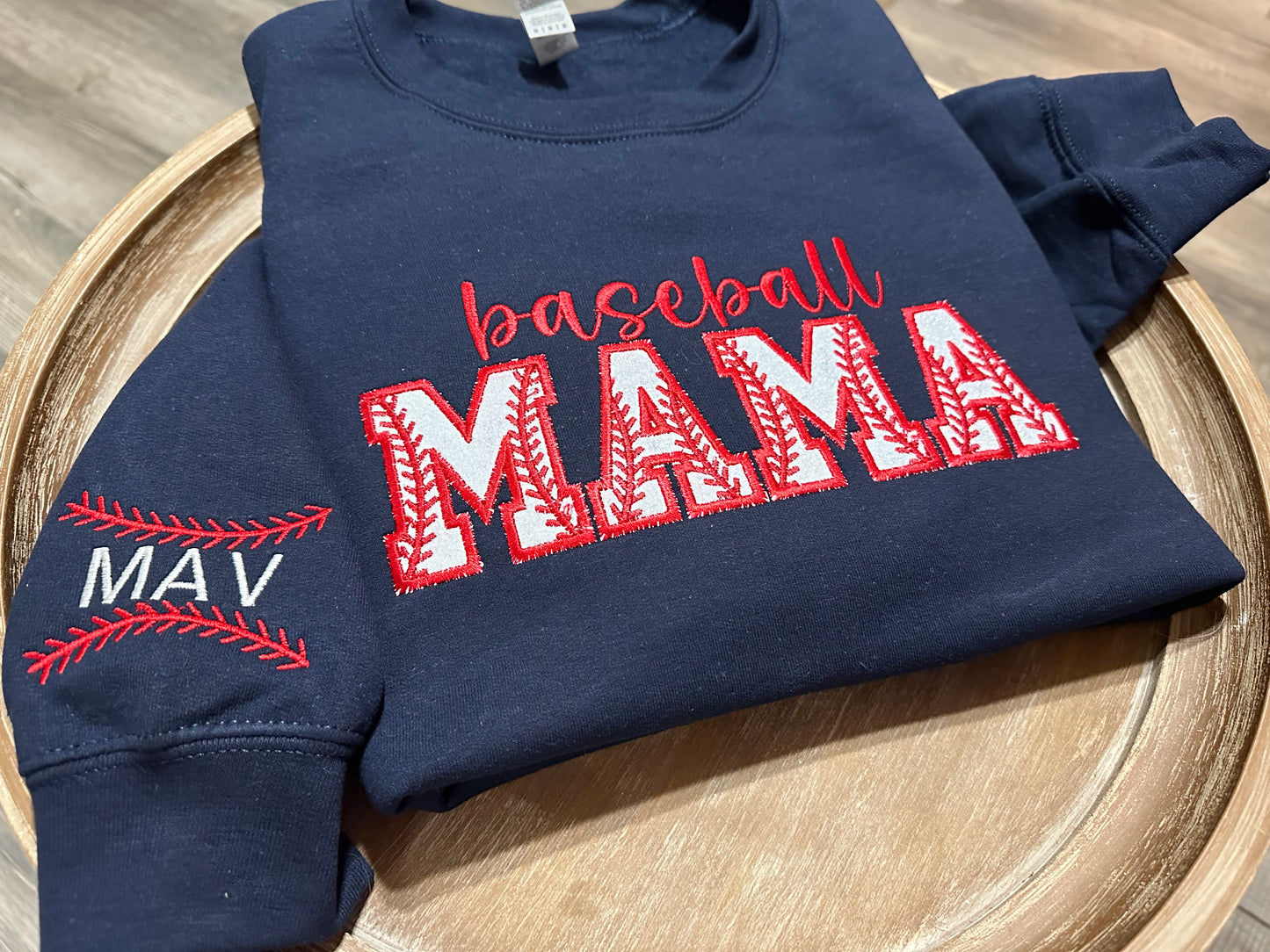 Baseball Mama Glitter with name on the sleeve
