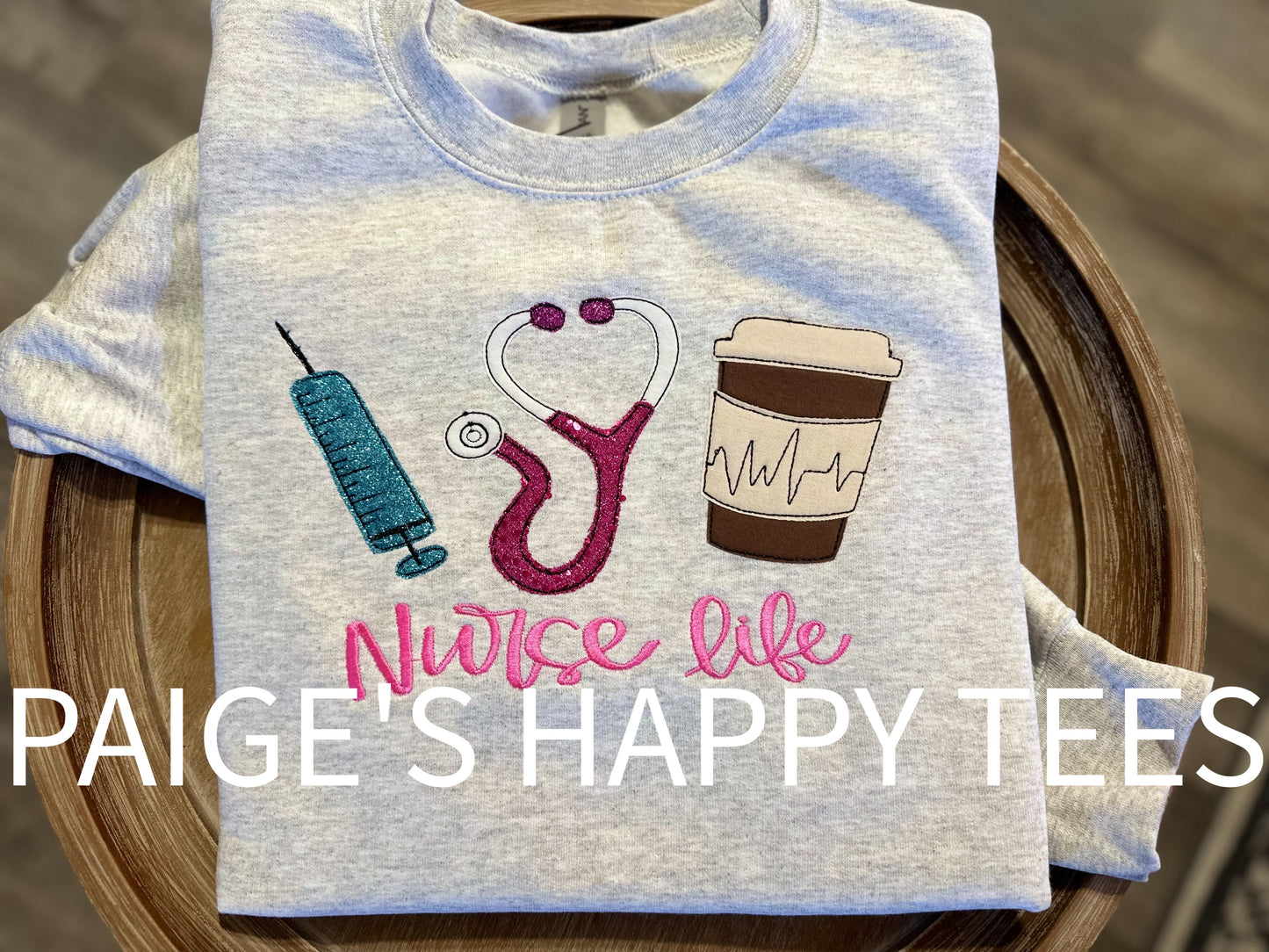 Nurse Life Glitter Embroidery Crewneck