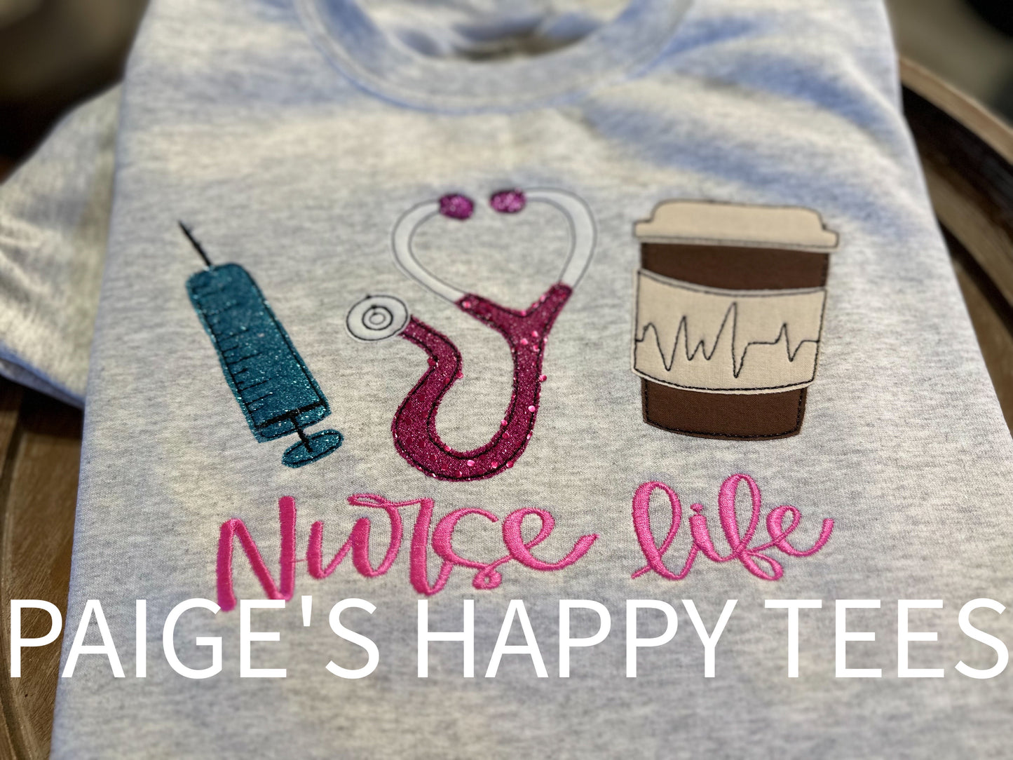 Nurse Life Glitter Embroidery Crewneck